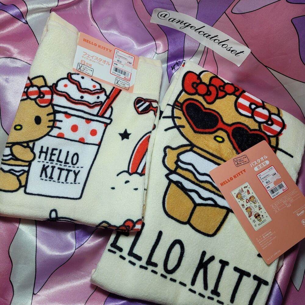 Sanrio Towel Hello Kitty Face Hand Washcloth Kawaii Limited Edition Avail Japan